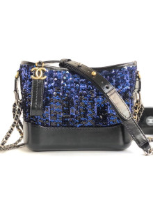 Chanel Sequins/Calfskin Gabrielle Small Hobo Bag A91810 Blue F/W 2018