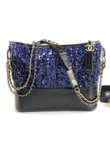 Chanel Sequins/Calfskin Gabrielle Medium Hobo Bag A93824 Blue F/W 2018