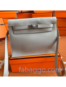 Hermes Kelly Danse Backpack in Evercolor Leather Pearly Grey/Silver 2020