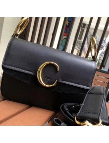 Chloe Shiny & Suede Calfskin Small Chloe Double Carry Bag Black 2019
