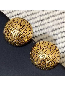Chanel Logo Stamp Round Stud Earrings Gold 2019