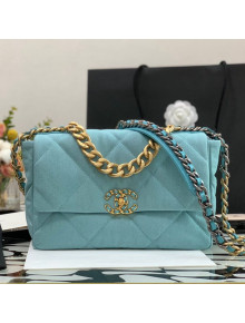 Chanel 19 Denim Large Flap Bag AS1161 Blue 2021