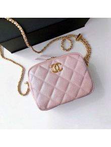 Chanel Iridescent Grained Calfskin Mini Camera Case AS2856 Light Pink 2021