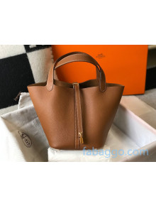 Hermes Picotin Lock Bag 22cm in Togo Calfskin Brown/Gold 2020