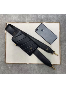 Fendi Strap You Calfskin FF Shoulder Strap with iPhone Pocket Black 2019