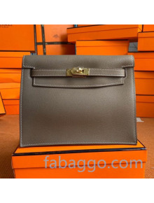 Hermes Kelly Danse Backpack in Evercolor Leather Elephant Grey/Gold 2020