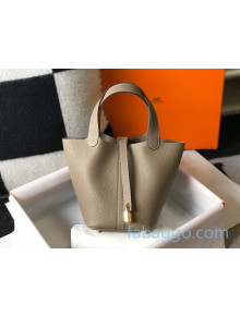 Hermes Picotin Lock Bag 18cm in Togo Calfskin Grey Dove/Gold 2020