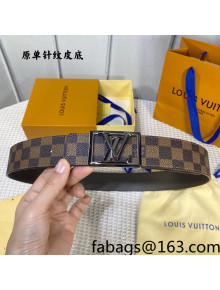 Louis Vuitton Damier Ebene Canvas Belt 4cm with Framed LV Buckle Brown/Black 2021 06
