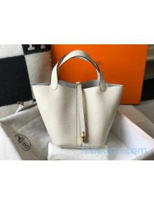Hermes Picotin Lock Bag 22cm in Togo Calfskin White/Gold 2020
