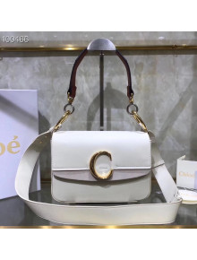 Chloe Shiny & Suede Calfskin Small Chloe Double Carry Bag White 2019