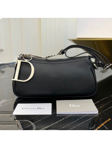 Dior Vintage Grained Leather Hobo Bag Black 2019