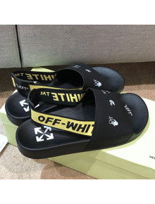 Off - White Men's Flat Sandals Black/Yellow 2021 01