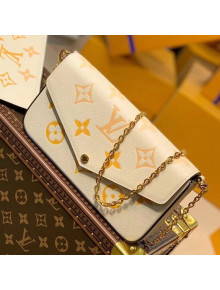Louis Vuitton Félicie Pochette Clutch with Chain/Mini Bag in Monogram Leather M80498 Yellow 2021
