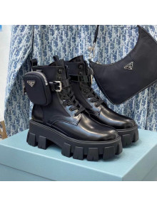 Prada Monolith Brushed Rois Leather and Nylon Boots Black 2021