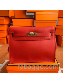 Hermes Kelly Danse Backpack in Evercolor Leather Red/Gold 2020