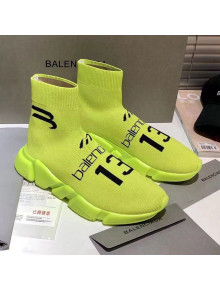 Balenciaga Speed Knit 13 Sock Short Boots Neon Green 2021