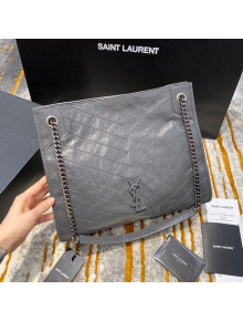 Saint Laurent Niki Medium Shopping Bag in Crinkled Vintage Leather 577999 Dark Grey 2019