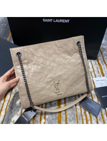 Saint Laurent Niki Medium Shopping Bag in Crinkled Vintage Leather 577999 Beige 2019