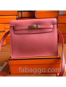 Hermes Kelly Danse Backpack in Evercolor Leather Pink/Gold 2020