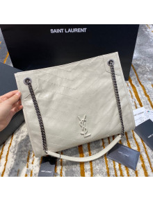 Saint Laurent Niki Medium Shopping Bag in Crinkled Vintage Leather 577999 White 2019