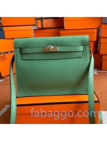 Hermes Kelly Danse Backpack in Evercolor Leather Green/Gold 2020