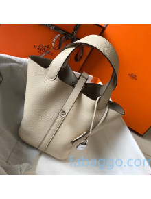 Hermes Picotin Lock Bag 18cm in Togo Calfskin White/Silver 2020