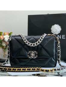 Chanel 19 Lambskin Small 26cm Flap Bag AS1160 Black/Silver 2021  