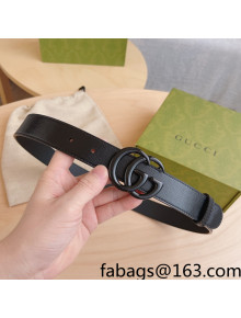 Gucci Aria GG Marmont Leather Belt 3cm All Black 2021 15