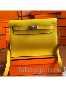 Hermes Kelly Danse Backpack in Evercolor Leather Yellow/Silver 2020