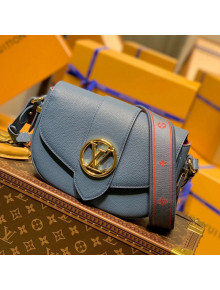 Louis Vuitton LV Pont 9 Soft MM Bag in Grained Calfskin M58967 Blue 2021