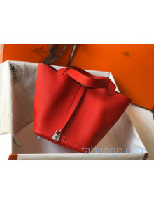 Hermes Picotin Lock Bag 22cm in Togo Calfskin Bright Red/Silver 2020