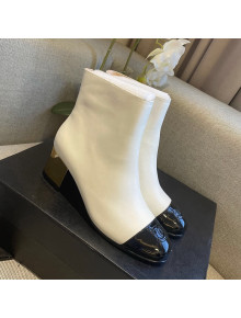 Chanel Calfskin Ankle Short Boots with Metallic Heel 6cm White 2021 111062