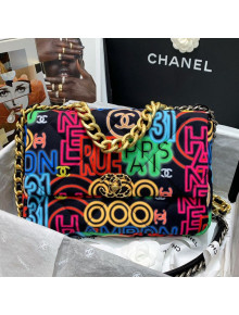 Chanel 19 Denim Large Flap Bag AS1161 Black/Multicolor 2021