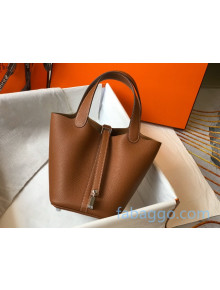 Hermes Picotin Lock Bag 18cm in Togo Calfskin Brown/Silver 2020