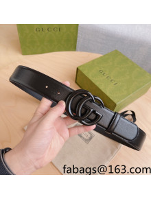 Gucci Aria GG Marmont Leather Belt 4cm All Black 2021 15