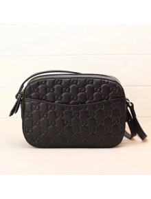 Gucci Signature Leather Camera Shoulder Bag 453770 Black