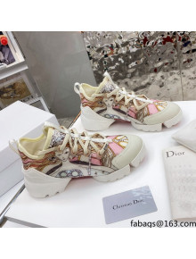 Dior D-Connect Sneaker in Printed Technical Fabric DS37 Pink 2021