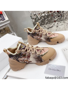 Dior D-Connect Sneaker in Printed Technical Fabric DS36 Apricot 2021