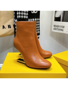 Fendi First Calfskin F Heel Ankle Boots 8cm Brown 2021