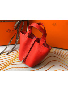 Hermes Picotin Lock Bag 18cm in Togo Calfskin Bright Red/Silver 2020