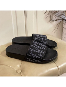 Dior Oblique Flat Slide Sandals Black 2021 (For Women and Men)