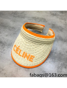 Celine Beige Straw Visor Hat Orange 2021
