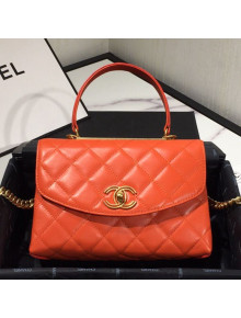 Chanel Quilted Lambskin Flap Bag with Top Handle AS1175 Red 2019