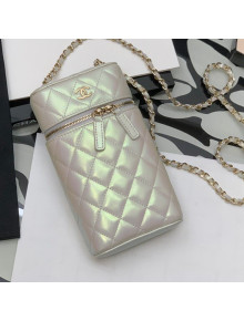 Chanel Iridescent Classic Vanity Phone Holder with Chain AP2084 White 2021