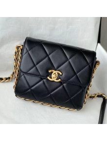 Chanel Calfskin Large Flap Coin Purse with Chain WOC AS2377 Black 2021