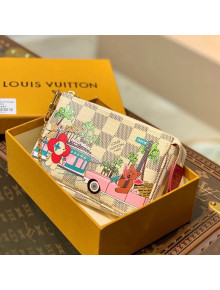 Louis Vuitton Mini Pochette Bag N60487 Damier Azur Canvas/Fuchsia Pink  For Christmas 2021