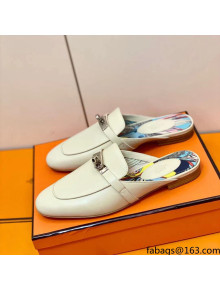 Hermes Oz Mule in Smooth Calfskin with Iconic Kelly Buckle Off-white 27 2022(Handmade)
