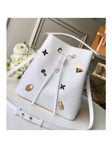 Louis Vuitton Love Lock NéoNoé Bucket Bag in Epi Leather M53238 White 2019