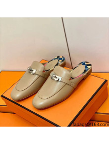 Hermes Oz Mule in Smooth Calfskin with Iconic Kelly Buckle Khaki 34 2022(Handmade)