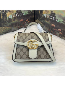 Gucci GG Leather Marmont Matelassé Mini Top Handle Bag Beige/White 2019